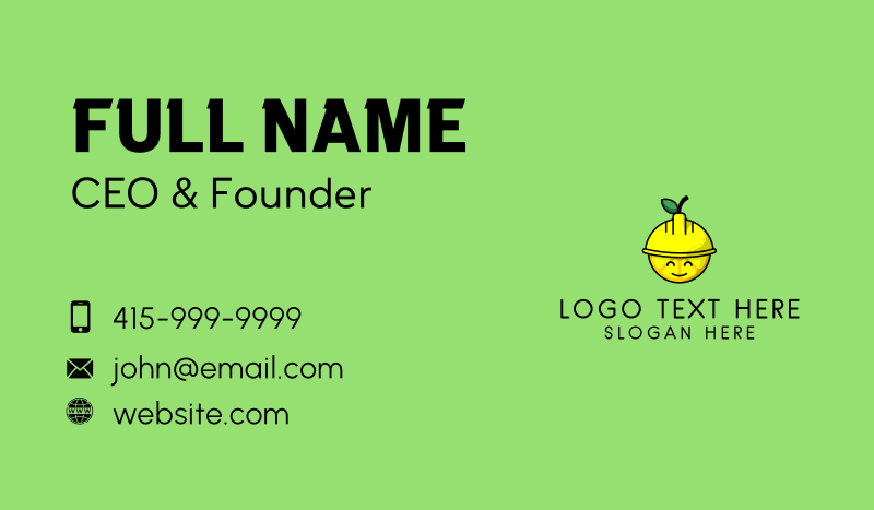 Lemon Construction Hat Business Card