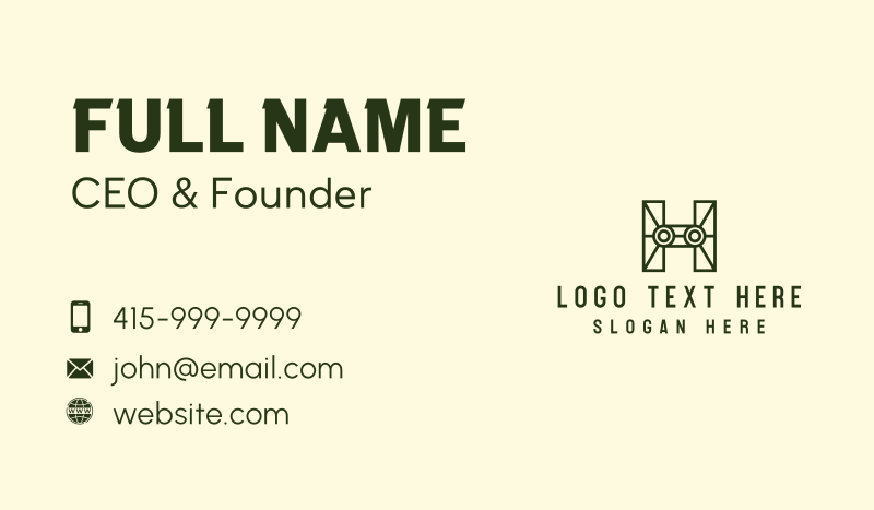 Construction Letter H Business Card