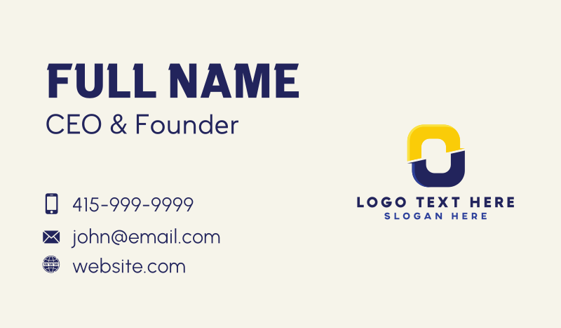 Letter O Construction Business Card